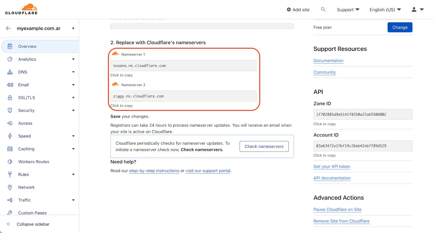 Cloudflare's DNS nameservers.
